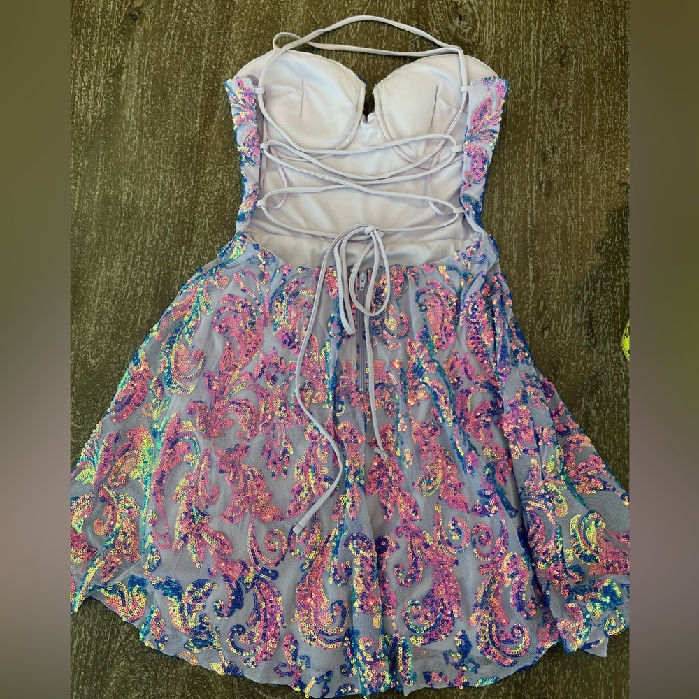 Kendra Lace-up Sequin Party Dress - Picture 5 of 12